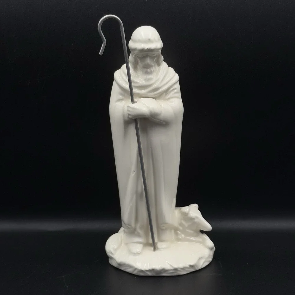 VTG 1970s Standing Shepherd & Dog Glazed‎ Holland Mold Ceramic Nativity Figurine